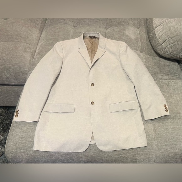 Perry Ellis PVL Texture 2Pcs Suit Jacket/Pants In Natural Linen Size 44R & 34/29 - Picture 5 of 16